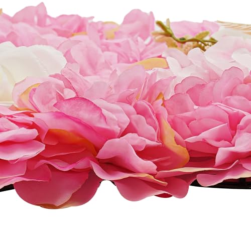 12Pcs Artificial Flower Wall Panel 3D Floral Backdrop Walls15 X 15" Flower Wall Decor Panel Flower Backdrop for Party Home Background Decor, Pink - color: Pink