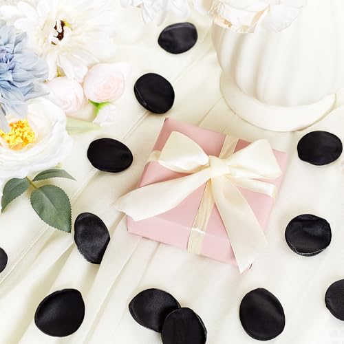 SITUMEIZI 400PCS Fake Black Rose Petals Artificial Silk Flower Black Petals for Romantic Night for Her Set Valentine's Day, Wedding, Proposal Anniversary Decorations - color: Black