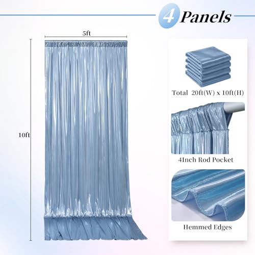 20ftx10ft Dusty Blue Sequin Backdrop Curtain for Parties, Wrinkle Free Thick Glitter Sparkle Photo Backdrop Drapes 4 Panels 5x10FT Shimmer Back Drop Cloth for Wedding Birthday Photography Background - color: Dusty Blue, size: 5'W×10'H _4 Panels