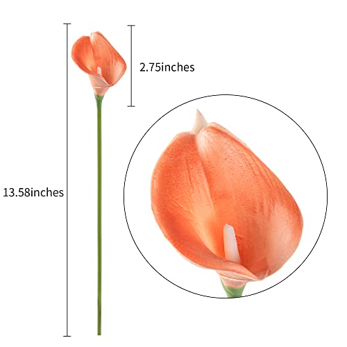 DuHouse 20Pcs Artificial Calla Lily Flower Real Touch Latex Flowers for DIY Wedding Bouquet Party Home Decor (Coral) - color: Coral, size: 20pcs