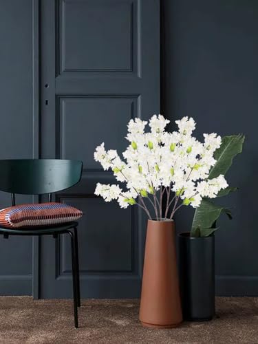 MINGZHE 5pcs Artificial Cherry Blossom Branches Faux Cherry Flowers 39 Inch Peach Branches Silk Tall Stems Fake Flower Arrangements for Home Wedding Table Vase Decor (Champagne) - color: Champagne