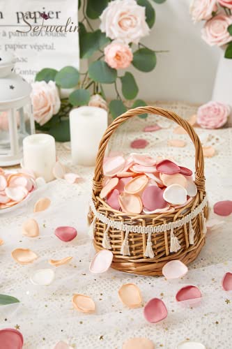 Serwalin 300Pcs Silk Rose Petals Artificial Flower Petals for Weddings Champagne Gold Petals Fake Flower Girl Petals for Wedding Flower Girl Basket Aisle Runner Bridal Shower (4 Color Mixes) - color: Champagne Gold, size: 300pcs