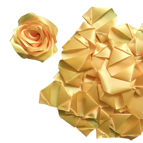 100Pcs Ready-to-Use Satin Rose Petals, Create Custom Eternal Flower Bouquets for Wedding, Engagement, Anniversary Easily DIY (Gold) - color: 100 Pcs Gold