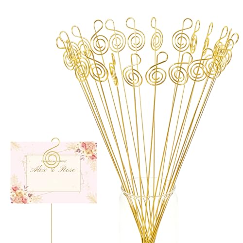 30-Pack Floral Picks Flower Bouquet Decoration Picks - 13 Inch Metal Sticks for Floral Arrangements, Wedding, Party & Craft Decor (Golden Notes) - color: Golden Notes