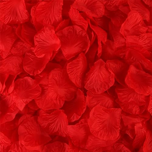 1000 Pcs Artificial Fake Rose Petals,Flower Petals for Romantic Night, Engagement, Party, Wedding, Event Flower Decoration(Red) - color: Red, size: 1000Pcs