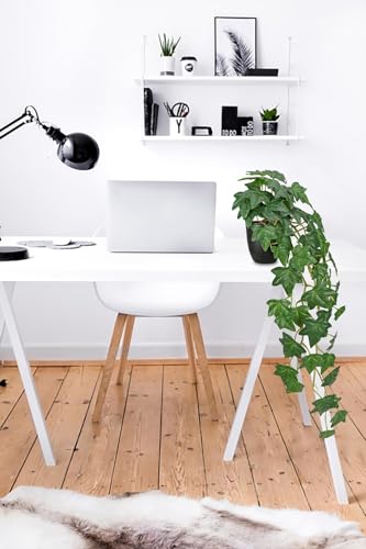 GnFlus Fake Pothos Ivy Plant with Pot Artificial Green Leaves for Home Shelf Decor Indoor Silk Artificial Realistic Plant Large - color: Green Lvy-black Pot