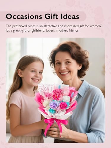 Eterfield Flowers for Delivery Prime, Mother's Day Forever Flowers Bouquet, Preserved Hotpink Roses Birthday Gifts for Her Women Wife Mom Grandma Anniversary Valentines Day Christmas - color: Hot Pink