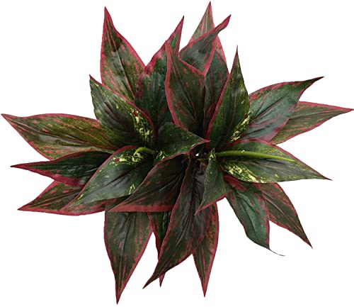 Artificial Agave Fake Plants Red 2 Pack, 10 Inches Faux Shrubs Flowers Grass Plant for Wedding Party Office Indoor Outdoor Home Yard Garden Greenery Leaves Decor UV Resistant Planter Filler Decoration - color: Agave Grass/ Red/ 2 Pcs