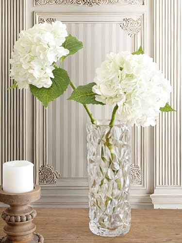 FiveSeasonStuff Snowy White Real Touch Hydrangea Flowers – 2 Large Stems Artificial Hydrangeas for Wedding Bouquets, Centerpieces & Home Table Decor – Gift Box Included - color: Snowy White (2 Stems)