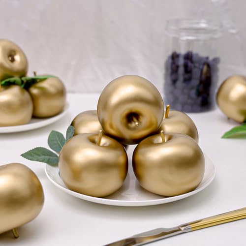 Gresorth 6 PCS Artificial Gold Apple Decorative Fake Apples Fruit Model Home Party Christmas Decoration - color: Gold Apple