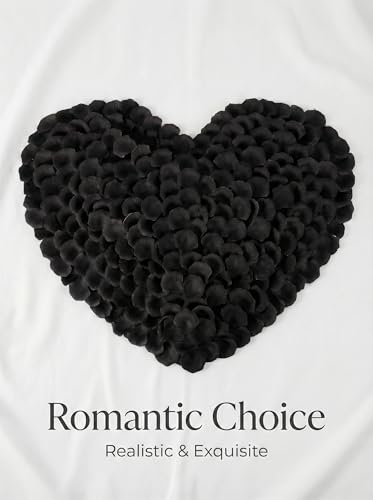 2200 Pcs Artificial Fake Rose Petals,Flower Petals for Romantic Night,Engagement, Party, Wedding, Event Flower Decorations, in Bulk(Black) - color: Black, size: 2200Pcs