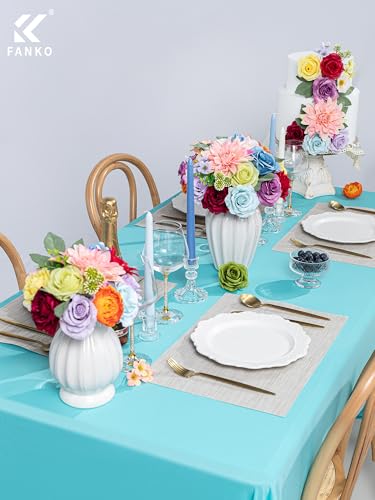 FANKO Artificial Flowers for DIY, Rainbow Multicolor Faux Flowers Bouquet, Colorful Fake Rose Daisy Lily Silk Flowers for Vase, Home Decor, Garland, Wedding, Birthday, Party, Romantic Celebration - color: Multicolor-3