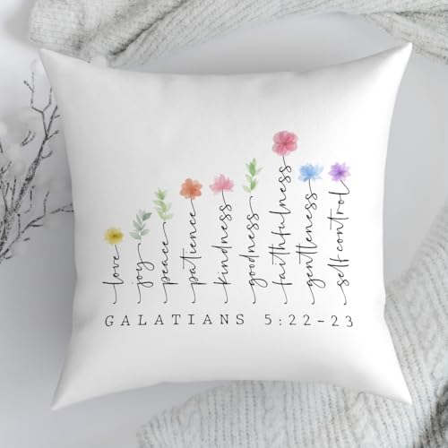 Fokongna Bible Verse Pillowcase 5:22-23 The Fruit Christian Faith Decor Script 18 x 18 Inch Throw Pillow Covers for Bedroom Living Room Couch Bed Sofa, Floral Decor Pillowcase - color: Religious Gifts