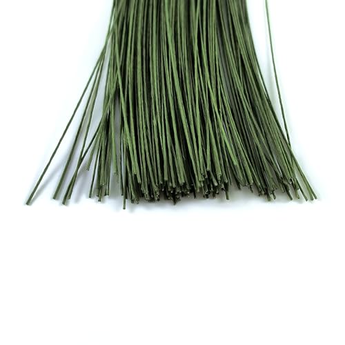 26 Gauge Floral Stem Wire, 13 Inch, Dark Green, 300 Pcs | Paper Wrapped Craft Wire, For Flower Arranging, DIY Crafts - size: 26 Gauge