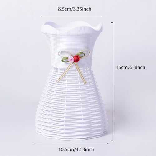 Flower Vase Basket Plastic Woven Rattan Vases Minimalist Modern Art Decorative Vase Flower Arrangement Container for Home Decor Table Wedding