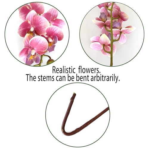 ATFL 8 Pack Pink Orchid Artificial Flowers Real Touch, 22'' Artificial Fake Faux Silk Orchid Stem Bouquets for Wedding Party Home Garden Decor,Orquideas Artificiales para Decora - color: Pink