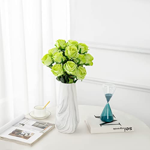 Hawesome 12PCS Artificial Silk Flowers Realistic Roses Bouquet Long Stem for Home Wedding Decoration Party (Green) - color: Green, size: 12Pcs Flowers
