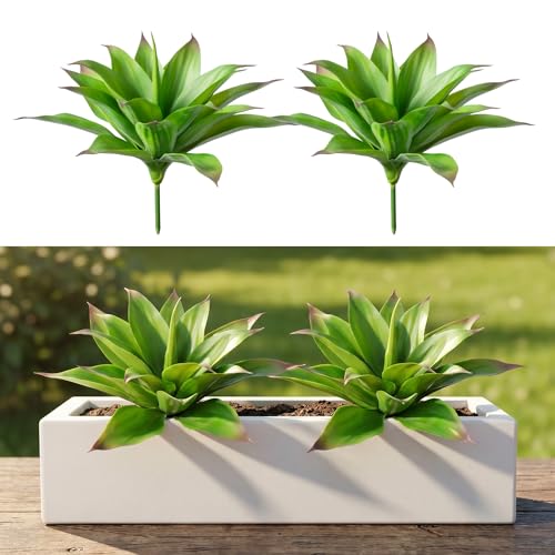 Artificial Agave Faux Agave 16.5In Fake Greenery Outdoor Artificial Plant Fake Plant for Indoor Home Decoration Plastic Plant Outdoor Decoration front porch decor Simulation Plants 2Pack,Green - color: 15"green