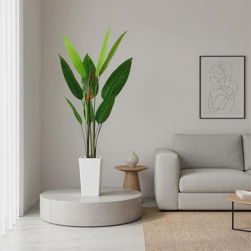 5.64 FT Artificial Paradise Bird Tree in Pot, Decorative Evergreen Faux Bird of Paradise Plant, Fake Tropical Traveler's Palm Tree, Indoor House Plants for Living Room Porch Entryway Office - size: 5ft 8in