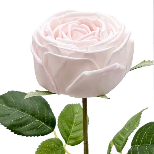 5Pcs Light Pink Real Touch Silk Flowers - Lifelike Roses Peony | Lifelike light pink roses & peonies with soft latex touch, no watering needed. Perfect for wedding bouquets, home decor & DIY - color: Light Pink