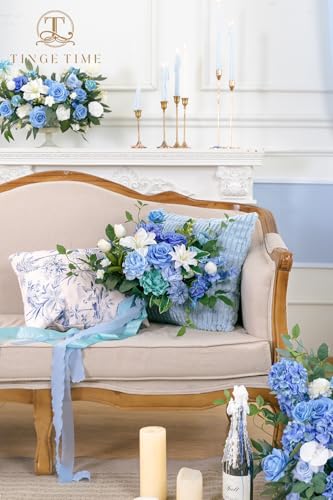 TINGE TIME 13 Inch Wedding Bouquets for Bride,Bridal Bouquet for Bride, Artificial Silk Flowers for Wedding Ceremony and Anniversary (Provence Blue) - color: Provence Blue