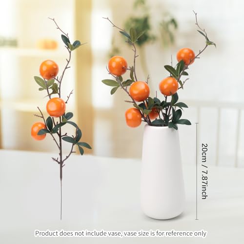 Woration 4PCS Artificial Orange Branches Simulation Tangerine Plastic Tree Plant Stem with Fruit Fake Greenery Home DIY Décor Props 19.3inch - color: 19.3 Inch Fake Orange Branches