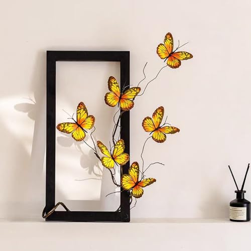 Artificial Butterfly Branche,Simulation Branch Stems with Fake Butterfly Floral Arrangement for Vase Filling Home Office Party Decoration (Yellow) - color: Yellow
