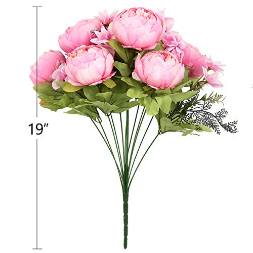 Silk Peony Bouquet Vintage Artificial Peonies Flower for Home Wedding Party Decor (1pcs, New Spring Rose Pink) - color: New Spring Rose Pink