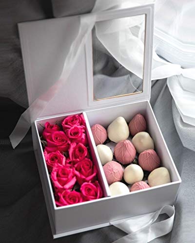 UNIKPACKAGING Premium Quality Square Shape Flower Box, Gift Boxes for Luxury Flower and Gift Arrangements, Set of 2 pcs (White)