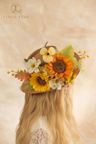 TINGE TIME 9 pcs Sunflowers Artificial Flowers, 6'' Silk Fake Sunflowers with Stems, Yellow and Orange Faux Sunflowers for DIY Outdoors Decor Home Decor Tables Centerpieces - color: 3pcs Orange + 6pcs Yellow