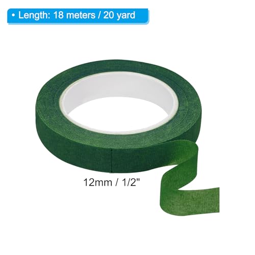 PATIKIL Floral Tape 1/2" x 30 Yard / 12mm x 30m, 2 Pack Flower Wrap Adhesive Tape for Bouquet Stem Wrapping, Green - color: Green