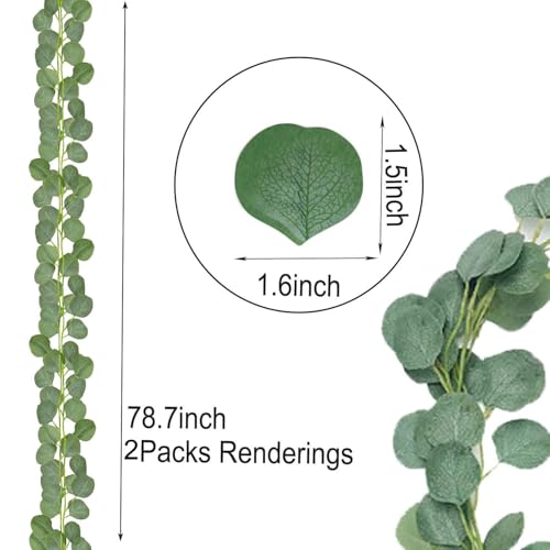 Eucalyptus Garland,Artificial Eucalyptus Leaves Table Greenery Garland Wreath Vines for Wedding Party Table Fireplace Bedroom Wall Room Decor (4PCS)