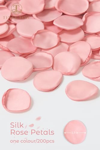 TINGE TIME 200pcs Silk Rose Petals Dusty Pink Flower Petals for Wedding, Flower Girl Basket, Aisle Runner, Romantic Dinner Centerpieces, Proposal, Party Confetti - color: Dusty Pink