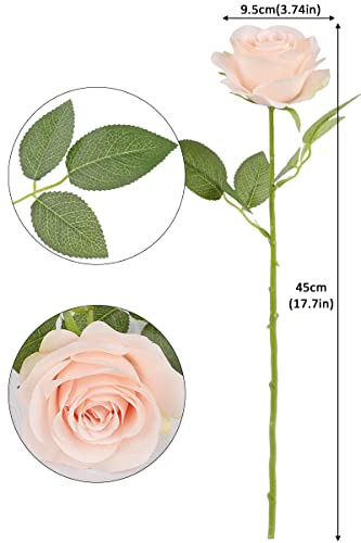 JUSMAI 30pcs Roses Artificial Flowers Pink Fake Roses Flowers with Long Stems Silk Flowers for Wedding Bouquet Centerpices Decorations Party Bridal Baby Shower Home Decor - color: Blush, size: 30PCS