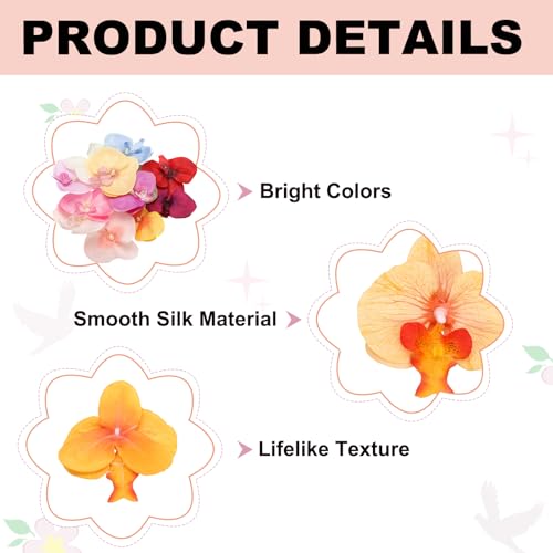 uxcell 10 Pcs Artificial Orchid Flower Heads, Fake Butterfly Orchid Heads Bulk Artificial Flowers for DIY Wedding Bouquets Centerpieces Party Home Decorations, Orange - color: Orange
