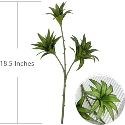 Artificial Dracaena Plant, Faux Branches Plastic Leaves 18.5 Inch Greenery Stems Bushes Fake Simulation 3D Leaf Shrubs Twigs for Home Garden Decor Vase Office Wedding Party DIY Decoration Green 2 Pack - color: Dracaena - Green 2 Pcs