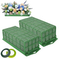 2PCS Floral Foam Cage, Flower Cage Holder, Dry and Wet Rectangle Flower Arrangement, Hangable Green Blocks Floral Foam Cages for Artificial Flesh Flower Wedding Holiday, Home, Garden Party Decorations - size: 2 PCS