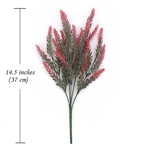 Artificial Flowers Lavender Lifelike Artificial Plant Bouquet with Green Leaves for Home Decor Wedding Garden Patio Decoration - Red 4 Bundles - color: Lavender/Red/4pcs