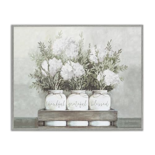 'Pristine Hydrangea Bouquet Sentiments'| Framed Giclee Art | Stupell Industries | Gray, 30 x 24 Inches, Easy to Hang and Sturdy, Made in USA, by Dogwood Portfolio - color: Farmhouse Gray (Textured), size: 30"L x 24"W
