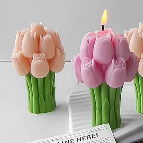 Tulip Bouquet Silicone Candle Molds for Candle Making, 3D Flower Molds, DIY Handmade Supplies