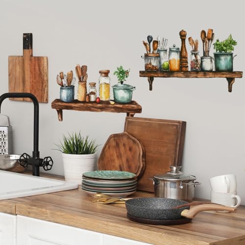 Kitchen Wall Decals Removable Dining Room Wall Stickers Peel and Stick Vinyl Waterproof Kitchen Utensils Wall Decor for Home Office School Coffee Shop - style: Kitchen