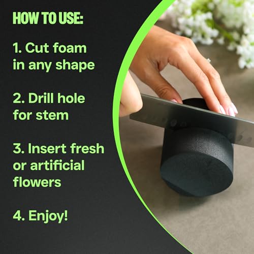 XCEL Florist Foam Floral Foam Blocks - Reusable, Weather Resistant Styrofoam for Artificial Flowers (Black 3" Round x 3" Thick - 10 Pack) - color: Black 3" Round X 3" Thick - 10 Pack