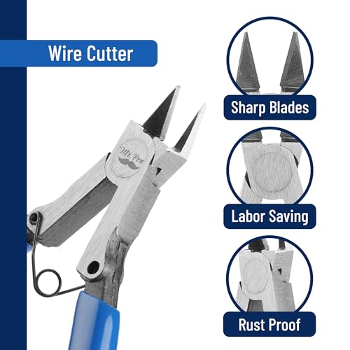 Mr. Pen- Wire Cutter, 5 Inch, 2 Pack, Wire Cutters, Diagonal Wire Cutters | Flush Cutter, Nippers, Side Cutters, Flush Cutters, Diagonal Cutter, Cutting Pliers, Wire Pliers - color: Blue, size: 5 inch, 2 Pack