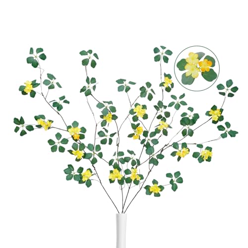4Pcs 38.8 inches Artificial Tree Branches and Twigs Faux Plant Stems for Tall Vase, Home, Hotel, Office, Store Decor (Leaf with Yellow Flowers) - color: Leaf With Yellow Flowers
