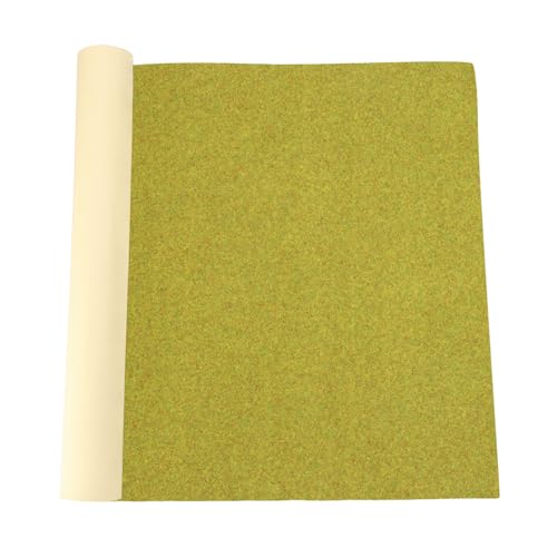 MECCANIXITY Artificial Model Grass Mat 16 Inch x 39 Inch Artificial Grass Turf Realistic Fake Grass Decor for Model Trains Scenery Craft Lawn Garden Decoration, Yellow Green - color: Yellow Green