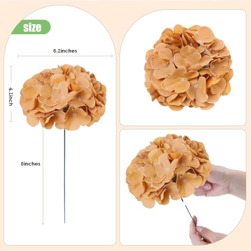 AVIVIHO 65pcs Fake Flowers Brown Hydrangea Artificial Flowers Bulk (Not Squished, No Steaming Need) Silk Flowers with Stems for Wedding Decor,Home,Baby Shower,Table Centerpieces Decoration - color: Brown, size: Medium