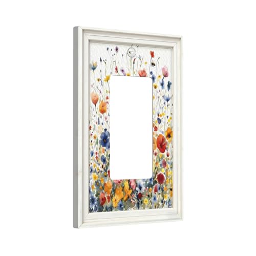 Decorative Art Light Switch Covers Watercolor Wildflower Bouquet 1 Gang Rocker Outlet Decorative Switch plate Faceplate GFCI Light Switch Covers for Home Decor - color: Watercolor Wildflower Bouquet, size: 1-Gang Rocker /5 x 3 IN
