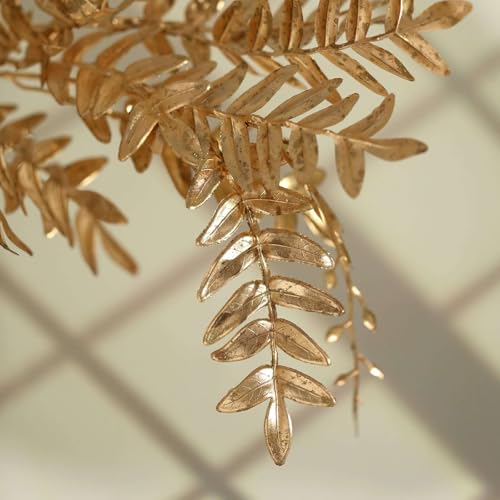 Efavormart 2 Pack 21 inch Metallic Gold Artificial Fern Leaf Branches, Faux Decorative Bouquets for Textural Floral Arrangements and Small Vase Styling - color: Type10