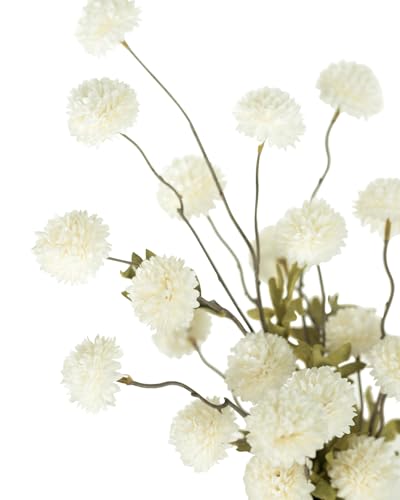DuHouse 6pcs Artificial Flowers Faux Silk Pompon Mum,Artificial Kiku Flower White for DIY Wedding Bouquets Centerpieces Vase Home Table Kitchen Decorations(Ivory White) - color: Ivory White, size: 6pcs