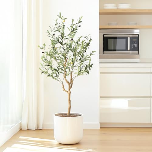 Nafresh Tall Faux Olive Tree，4Ft(48in) Realistic Texture Potted Silk Artificial Olive Tree， Fake Olive Trees Indoor Outdoor for Home Office Living Room Bedroom Foyer Porch Decor. - size: 4ft